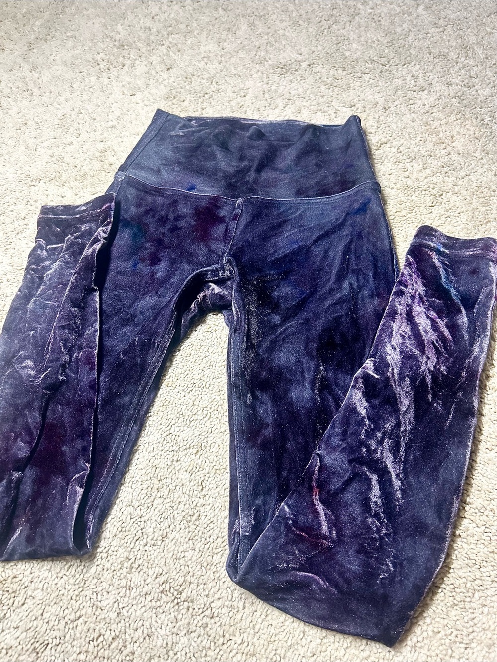 Lululemon Crushed Velvet High Rise Leggings Deep Purple Black